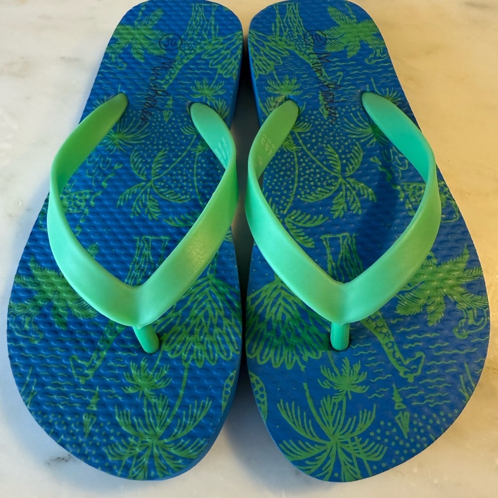 MINI BODEN - Kids Blue and Green Flip Flops - Size 12/12.5 (30 in EU)